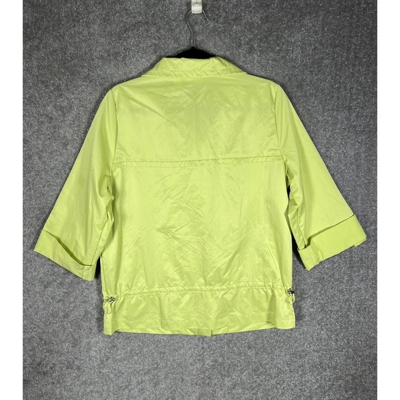 Zenergy By Chicos Roll Tab Sleeve Full Zip Jacket Womens Size 1 US Size 8 Neon - Picture 2 of 13